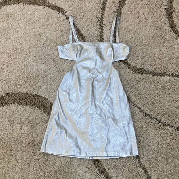 FINAL PRICE. NWT Anna Sui Silver Faux Leather Mini Dress - Picture 4 of 6